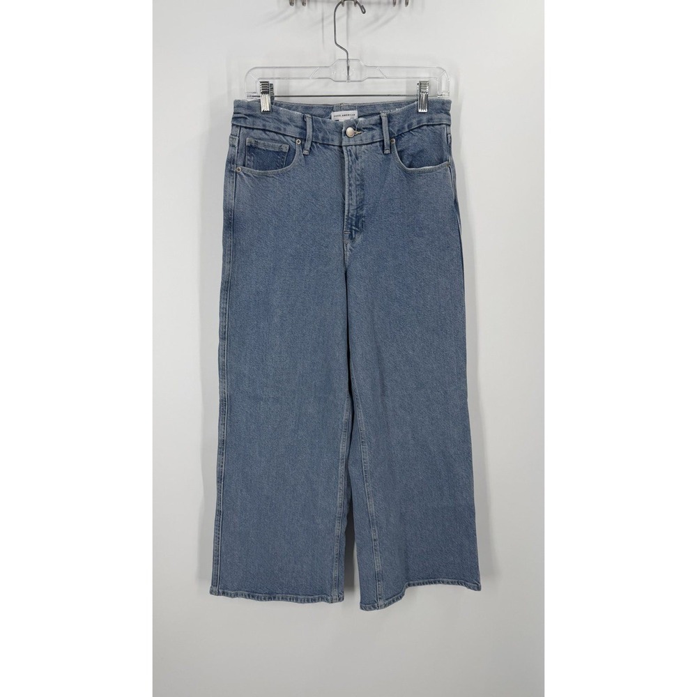 Good American Good Skate Crop Jeans Women 8/29 Blue High Rise Loose Leg Denim